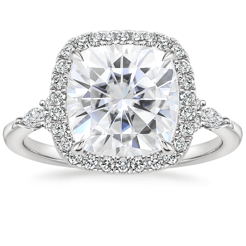 Moissanite Nadia Halo Diamond Ring (1/4 ct. tw.) in 18K White Gold