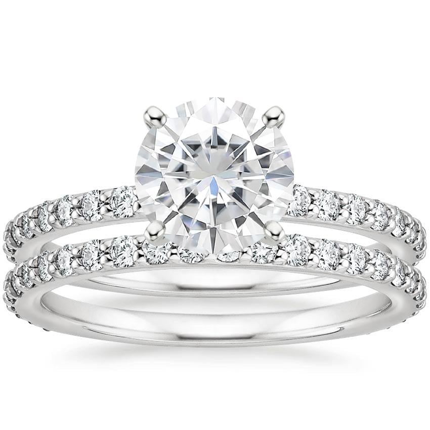 18KW Moissanite Luxe Petite Shared Prong Diamond Bridal Set (3/4 ct. tw.), top view