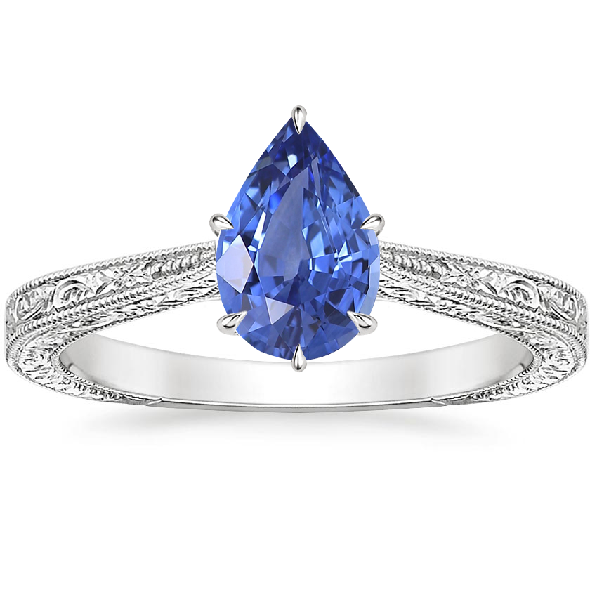 14K White Gold Elsie Engraved Ring, large top view