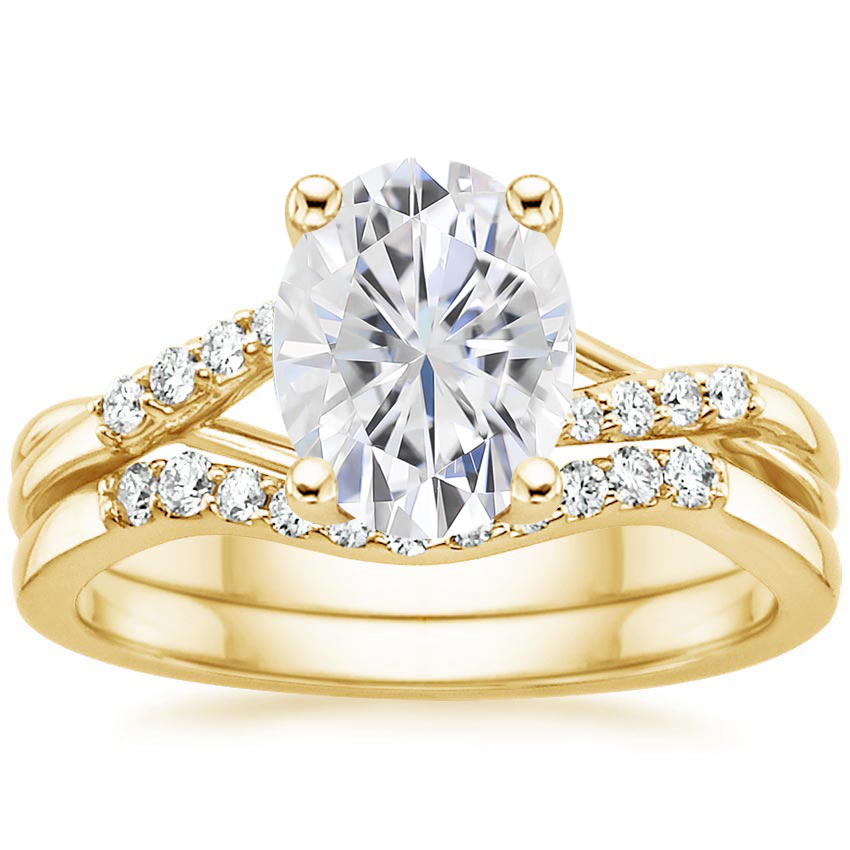 18KY Moissanite Chamise Diamond Bridal Set, top view