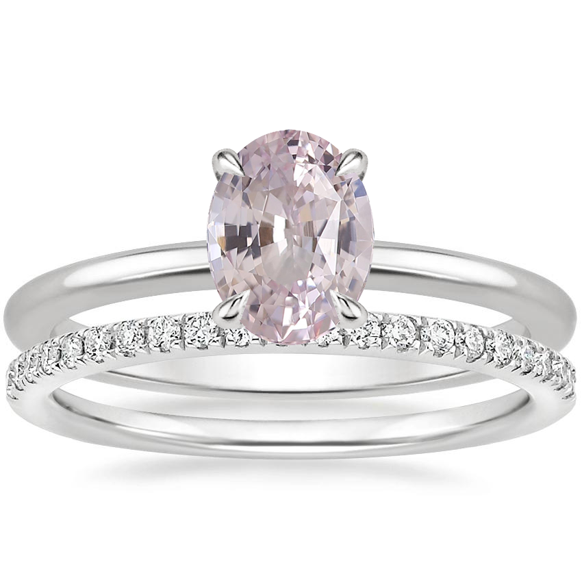 18K White Gold Secret Halo Diamond Ring with Ballad Diamond Ring (1/6 ct. tw.)