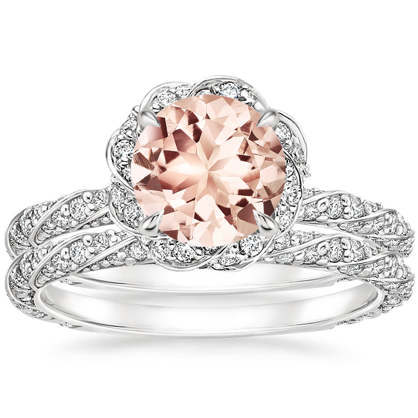 18KW Morganite Nova Diamond Bridal Set (3/4 ct. tw.), top view