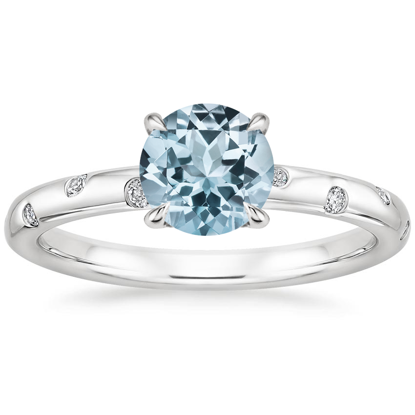 Aquamarine Carina Diamond Ring in 18K White Gold