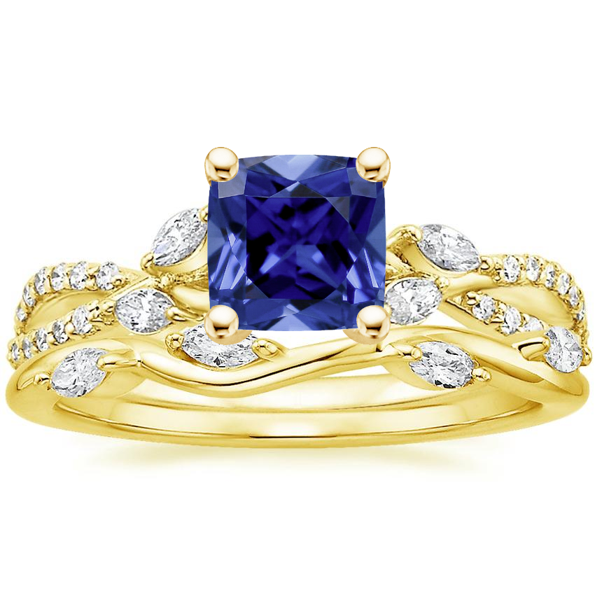 18K Yellow Gold Luxe Willow Diamond Ring (1/4 ct. tw.) with Winding Willow Diamond Ring (1/8 ct. tw.)