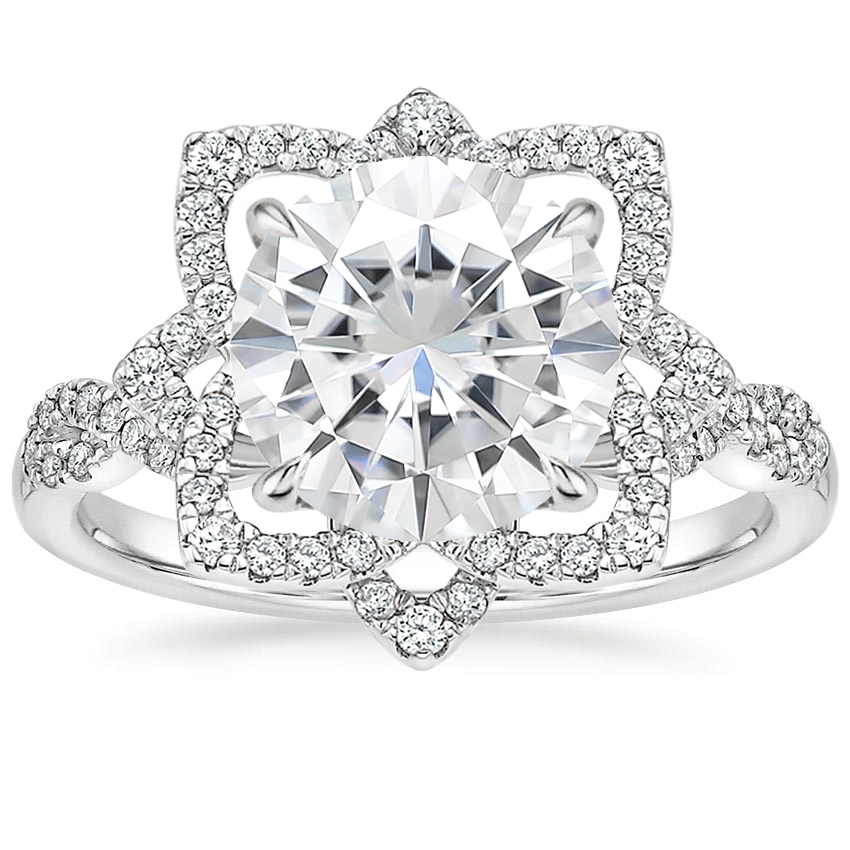 Moissanite Lily Diamond Ring in Platinum