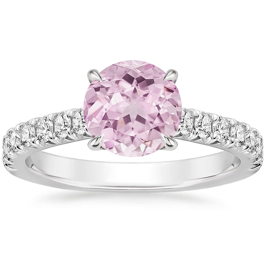 Lab Grown Sapphire Sienna Half Coverage Diamond Ring in 18K White Gold