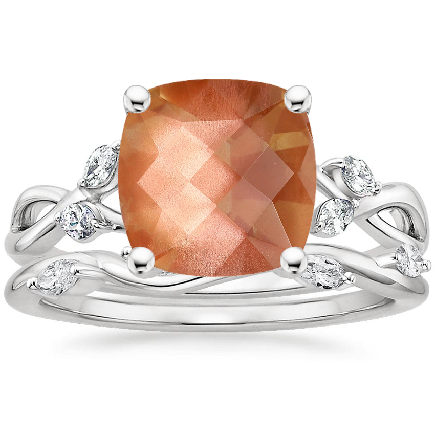 18K White Gold Willow Diamond Ring (1/8 ct. tw.) with Winding Willow Diamond Ring (1/8 ct. tw.)
