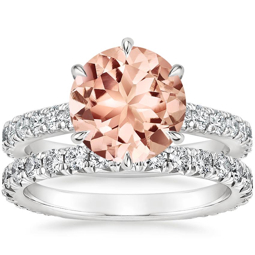 18KW Morganite Luxe Sienna Diamond Bridal Set (1 1/8 ct. tw.), top view
