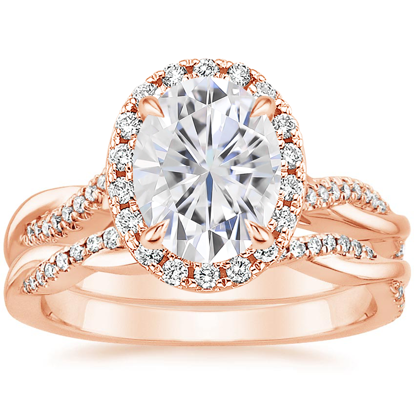 14KR Moissanite Petite Twisted Vine Halo Diamond Bridal Set (1/3 ct. tw.), top view