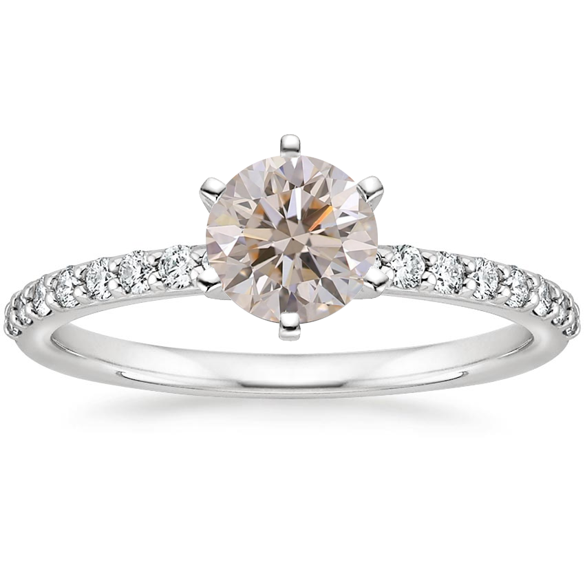 18K White Gold Six Prong Petite Shared Prong Diamond Ring (1/5 ct. tw.), large top view