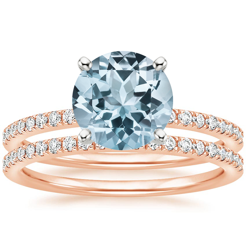14KR Aquamarine Ballad Diamond Bridal Set (1/3 ct. tw.), top view