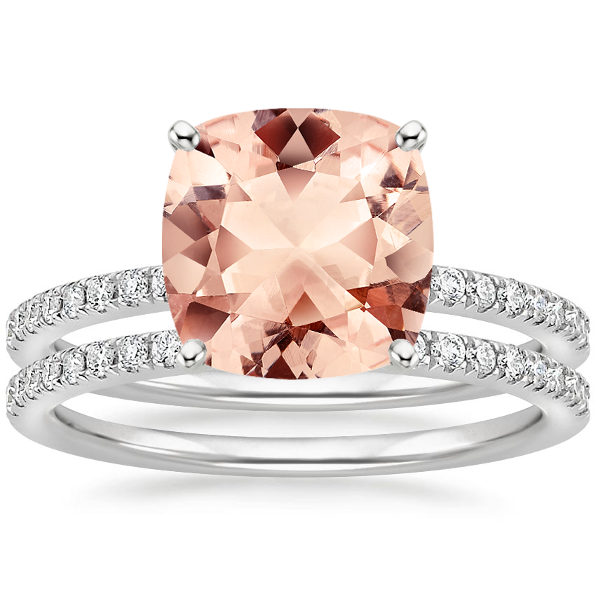 18KW Morganite Ballad Diamond Bridal Set (1/3 ct. tw.), top view