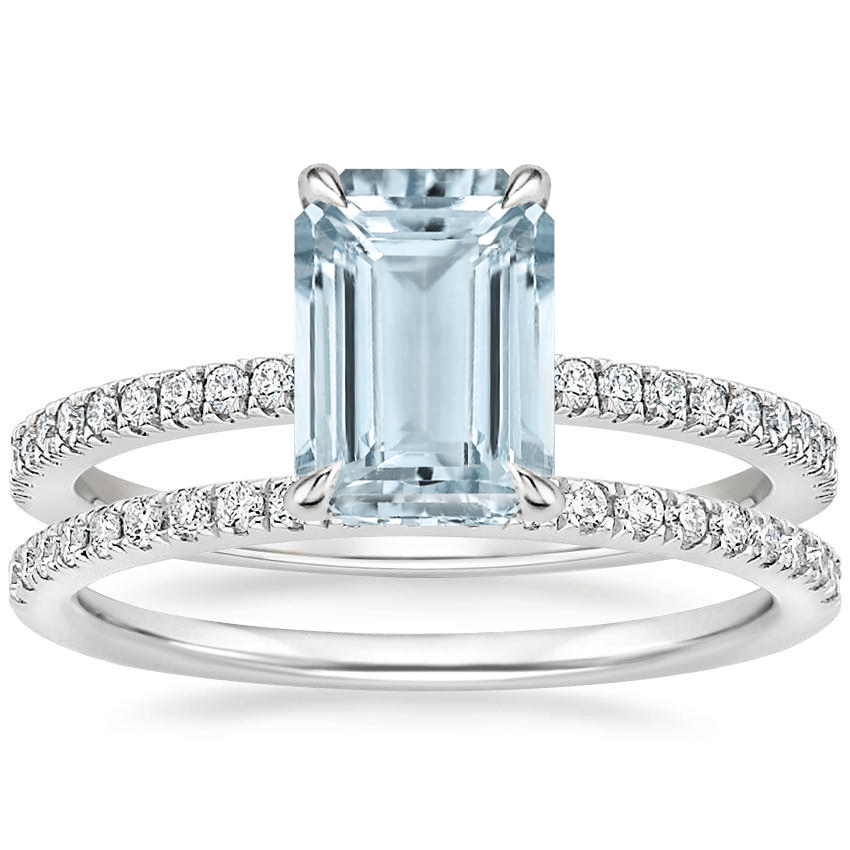 18KW Aquamarine Viviana Diamond Bridal Set (2/5 ct. tw.), top view