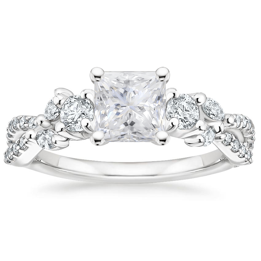 18K White Gold Luxe Willow Three Stone Diamond Ring (1/2 ct. tw.), large top view