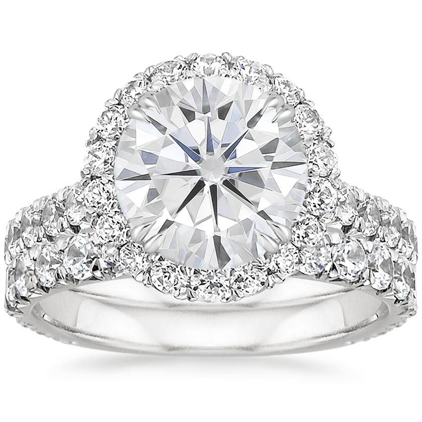 18KW Moissanite Luxe Sienna Halo Diamond Bridal Set (1 3/8 ct. tw.), top view