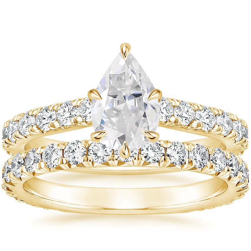 18KY Moissanite Luxe Sienna Diamond Bridal Set (1 1/8 ct. tw.), top view