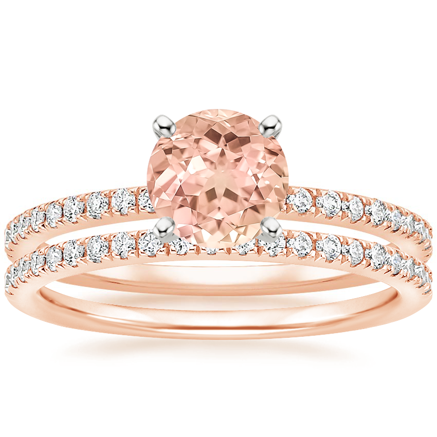 14K Rose Gold Luxe Ballad Diamond Ring (1/4 ct. tw.) with Ballad Diamond Ring (1/6 ct. tw.)
