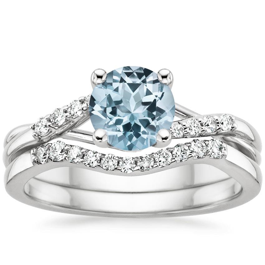 18KW Aquamarine Chamise Diamond Bridal Set, top view
