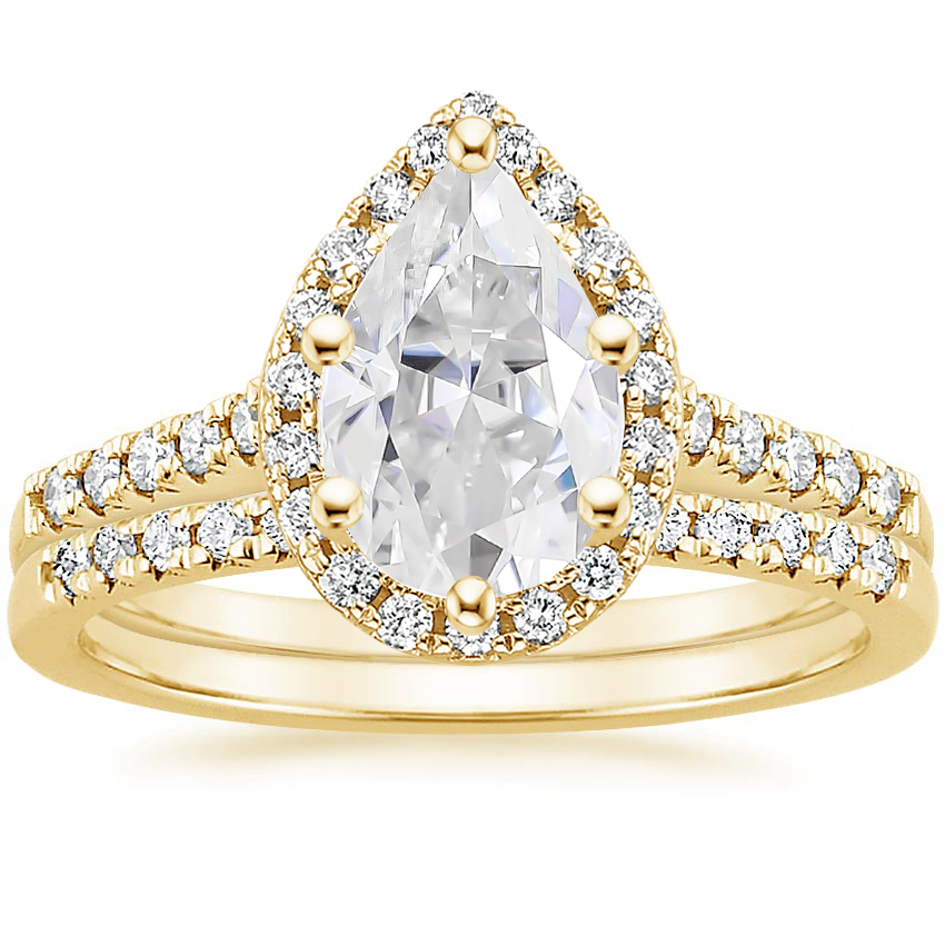 18KY Moissanite Odessa Diamond Ring (1/5 ct. tw.) with Sonora Diamond Ring (1/8 ct. tw.), top view