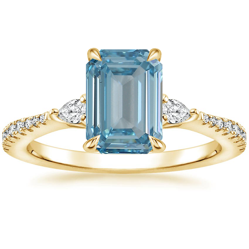 18K Yellow Gold Tapered Luxe Aria Three Stone Diamond Ring (1/5 ct. tw.), large top view