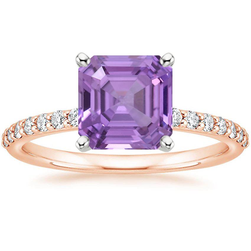 14K Rose Gold Petite Shared Prong Half Coverage Diamond Ring, large top view