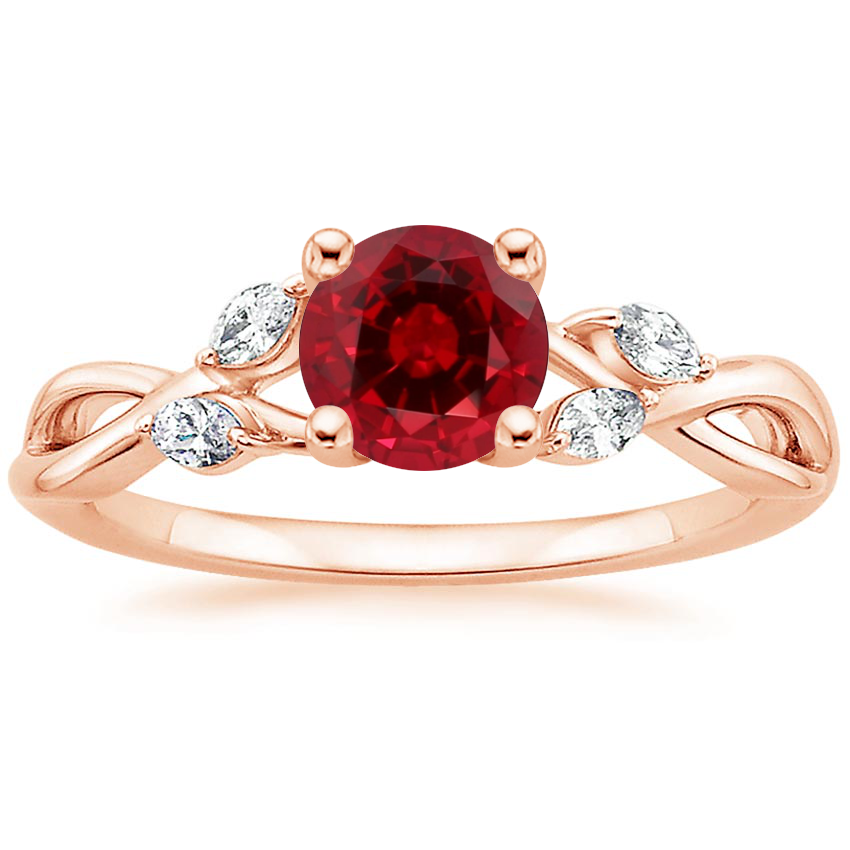 14K Rose Gold Willow Diamond Ring (1/8 ct. tw.), large top view