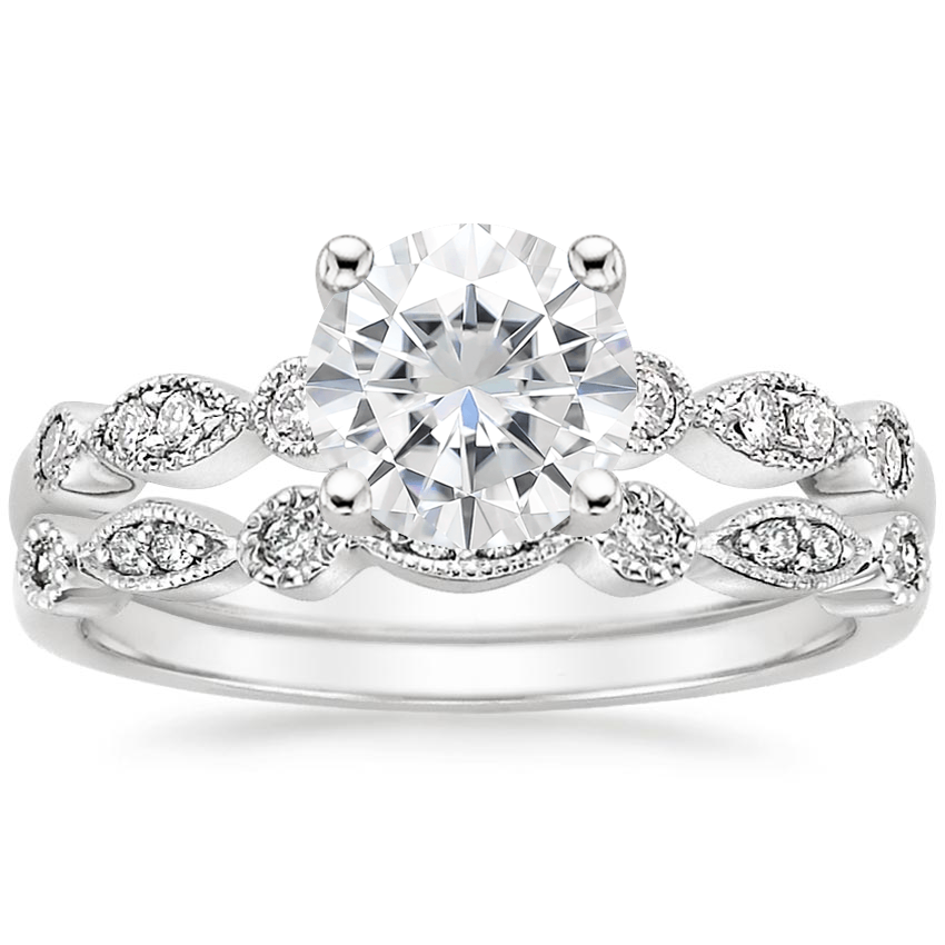 PT Moissanite Tiara Diamond Bridal Set (1/5 ct. tw.), top view