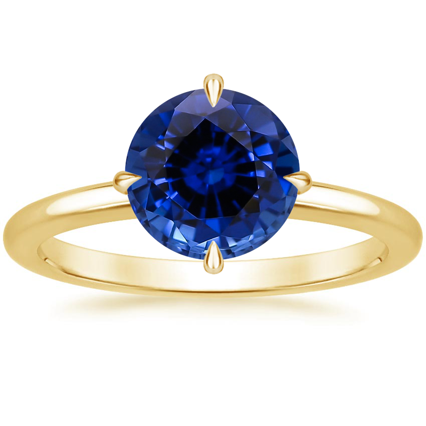 Lab Grown Sapphire North Star Solitaire Ring in 18K Yellow Gold