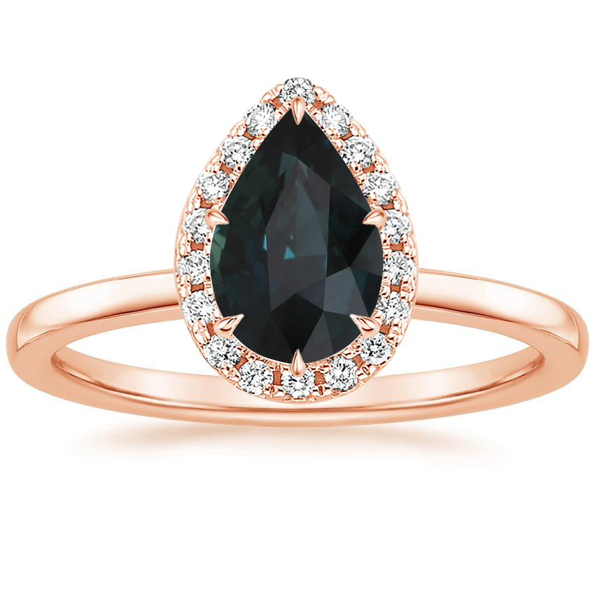 14K Rose Gold Vienna Halo Diamond Ring, large top view