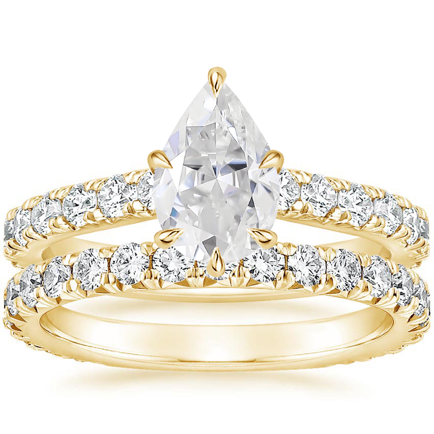 18KY Moissanite Luxe Sienna Diamond Bridal Set (1 1/8 ct. tw.), top view