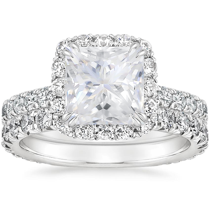 PT Moissanite Luxe Sienna Halo Diamond Bridal Set (1 3/8 ct. tw.), top view