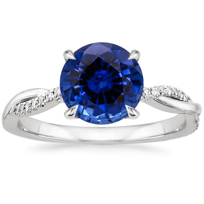 Lab Grown Sapphire Petite Twisted Vine Diamond Ring (1/8 ct. tw.) in 18K White Gold