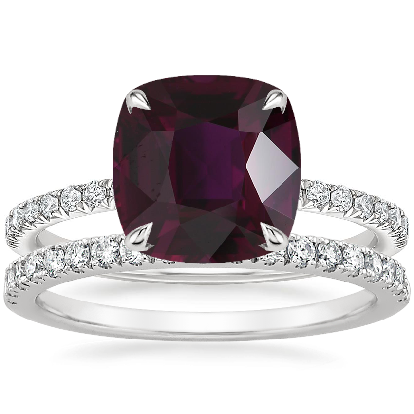 18K White Gold Delicate Amelie Diamond Ring with Bliss Diamond Ring (1/5 ct. tw.)