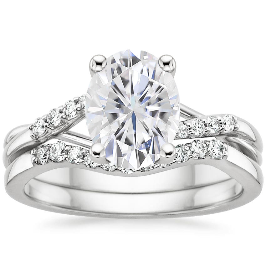 18KW Moissanite Chamise Diamond Bridal Set, top view