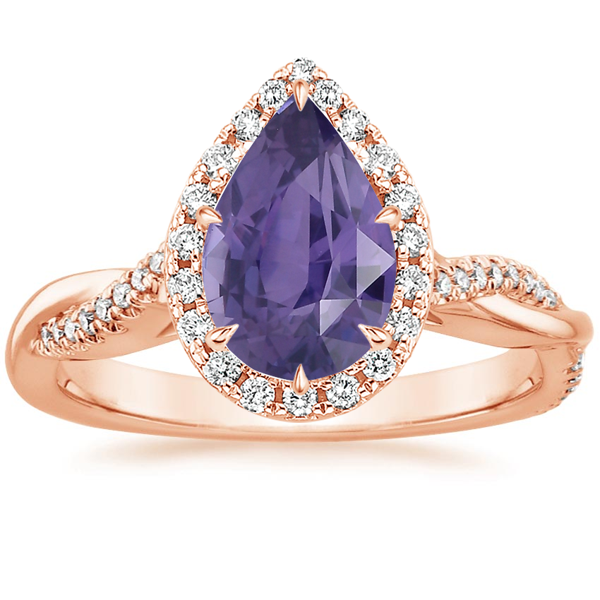 14K Rose Gold Petite Twisted Vine Halo Diamond Ring (1/4 ct. tw.), large top view