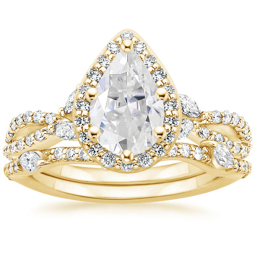 18KY Moissanite Luxe Willow Halo Diamond Bridal Set (5/8 ct. tw.), top view