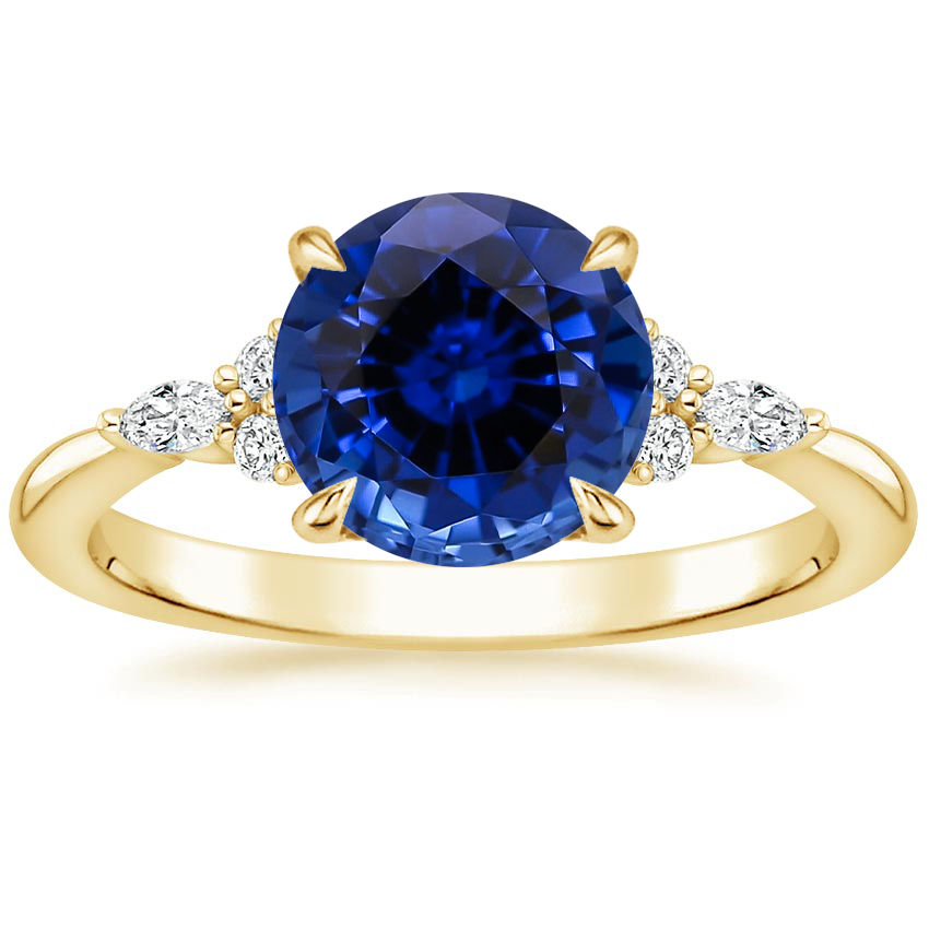 Lab Grown Sapphire Nadia Diamond Ring in 18K Yellow Gold