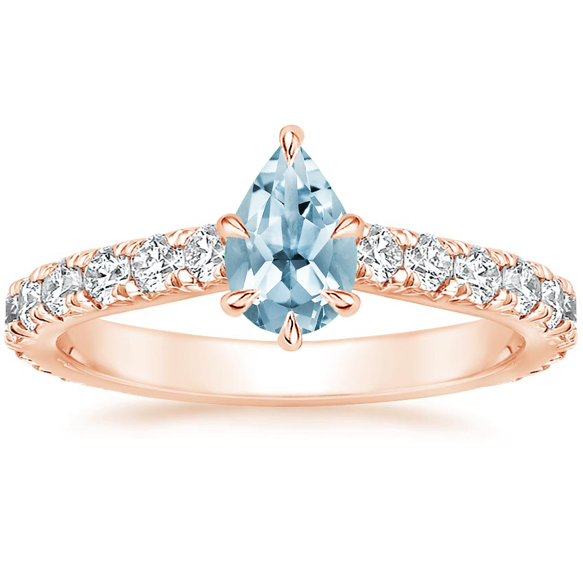 Rose Gold Aquamarine Luxe Sienna Diamond Ring (1/2 ct. tw.)