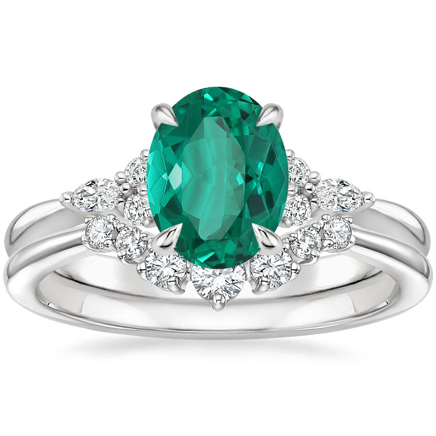 Platinum Nadia Diamond Ring with Aria Contoured Diamond Ring