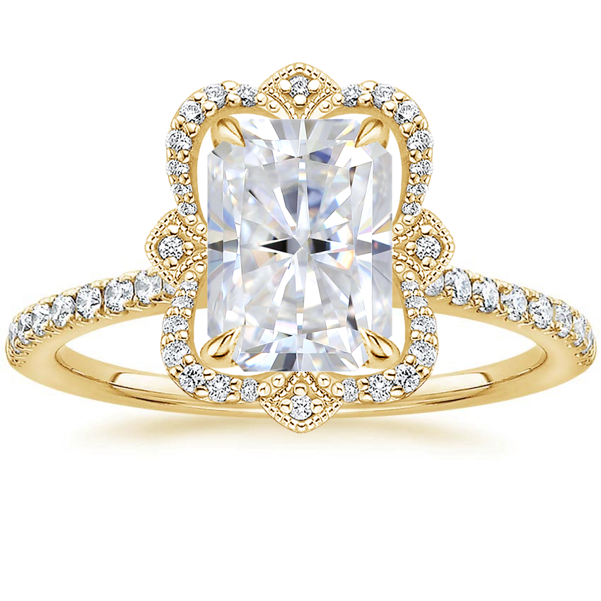 18K Yellow Gold Reina Halo Diamond Ring, large top view