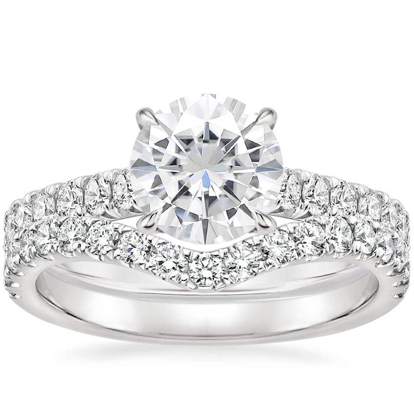 Platinum Sienna Diamond Ring (3/8 ct. tw.) with Luxe Flair Diamond Ring (1/3 ct. tw.)