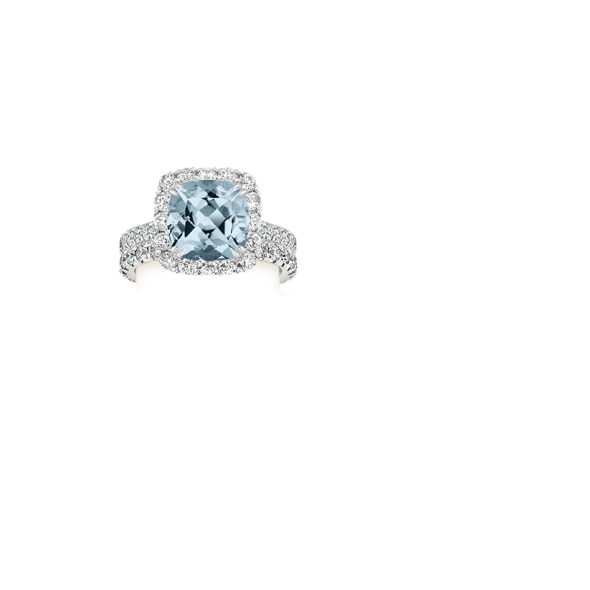 Aquamarine Luxe Sienna Halo Diamond Bridal Set 1 38 Ct Tw In 18k