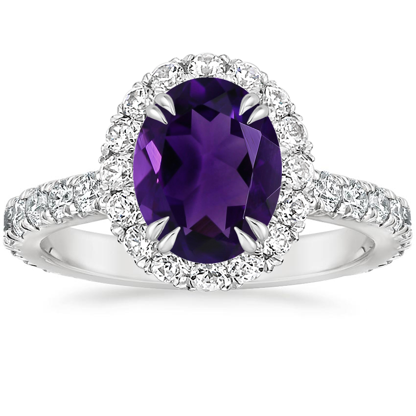 18K White Gold Sienna Halo Three-Quarter Coverage Diamond Ring (3/4 ct. tw.), large top view