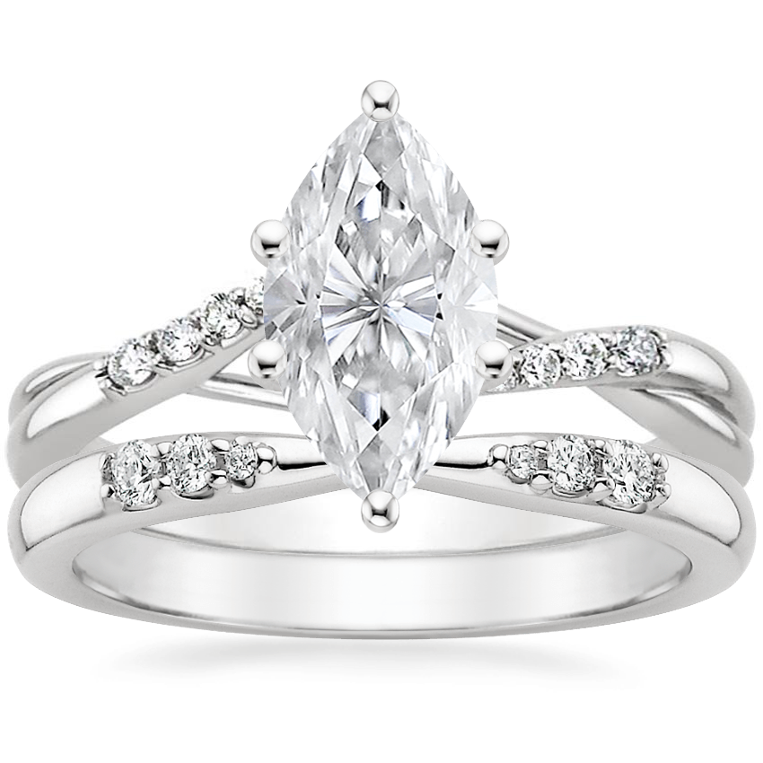 Platinum Chamise Diamond Ring (1/15 ct. tw.) with Lark Diamond Ring