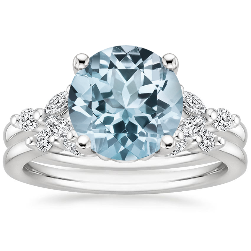 18KW Aquamarine Verbena Diamond Bridal Set (1/4 ct. tw.), top view