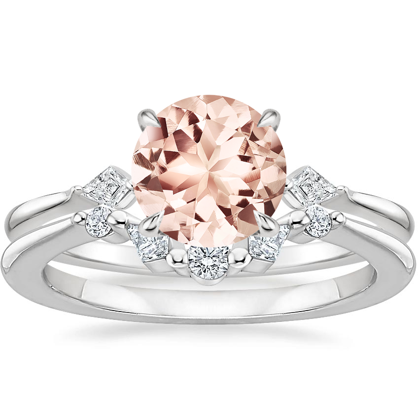 PT Morganite Cometa Diamond Bridal Set, top view
