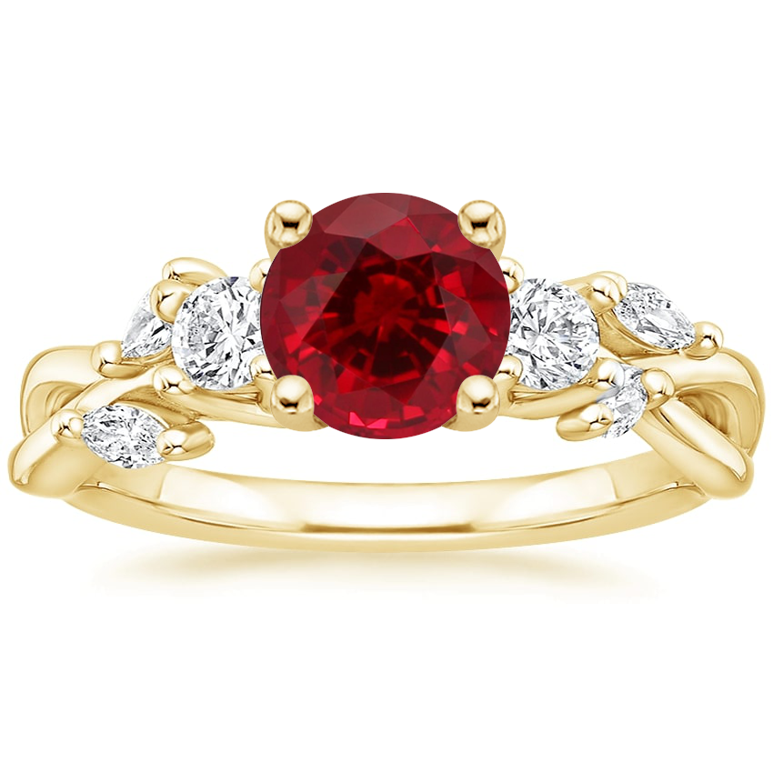 18K Yellow Gold Willow Three Stone Diamond Ring (1/3 ct. tw.), large top view