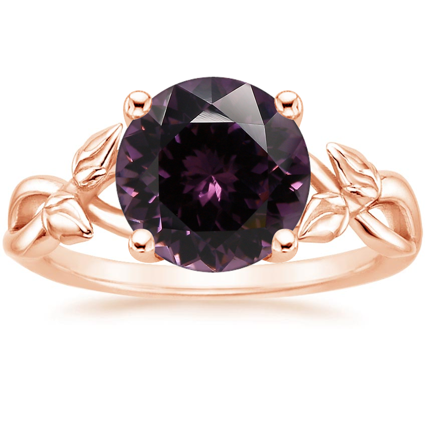 14K Rose Gold Budding Willow Solitaire Ring, large top view