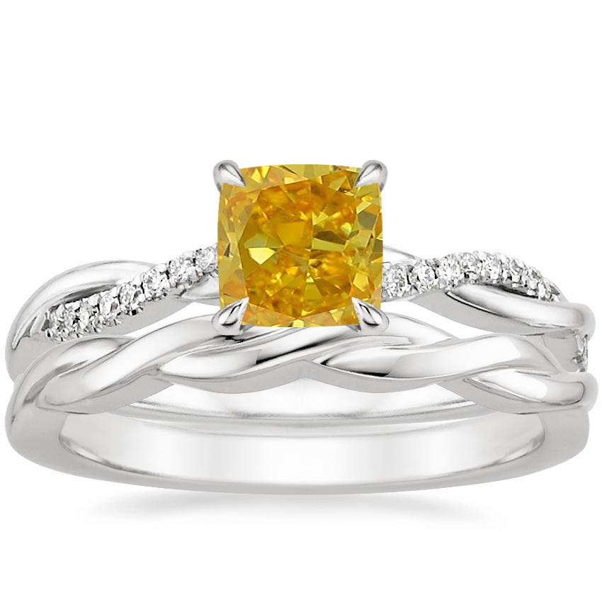 Platinum Petite Twisted Vine Diamond Ring (1/8 ct. tw.) with Twisted Vine Ring