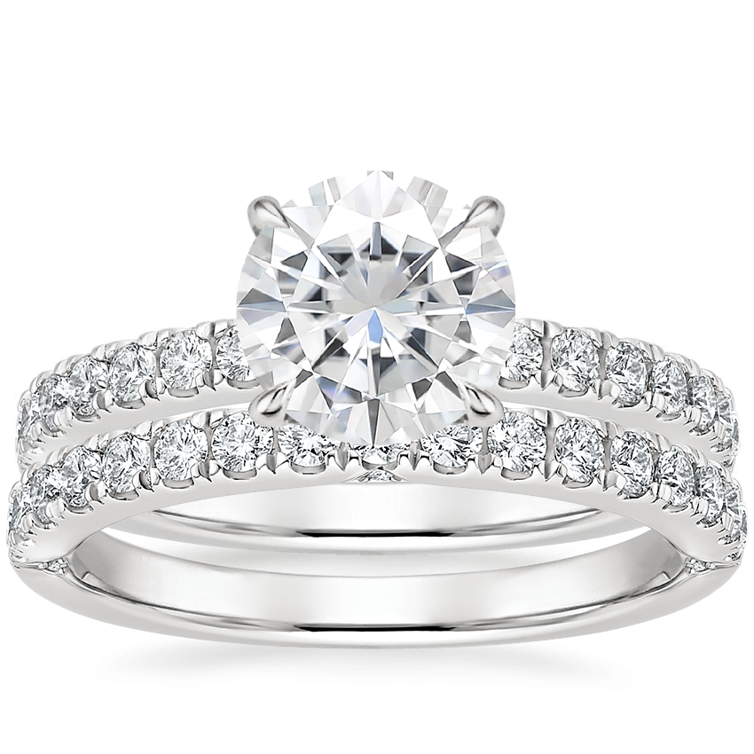 18KW Moissanite Luxe Heritage Diamond Bridal Set, top view